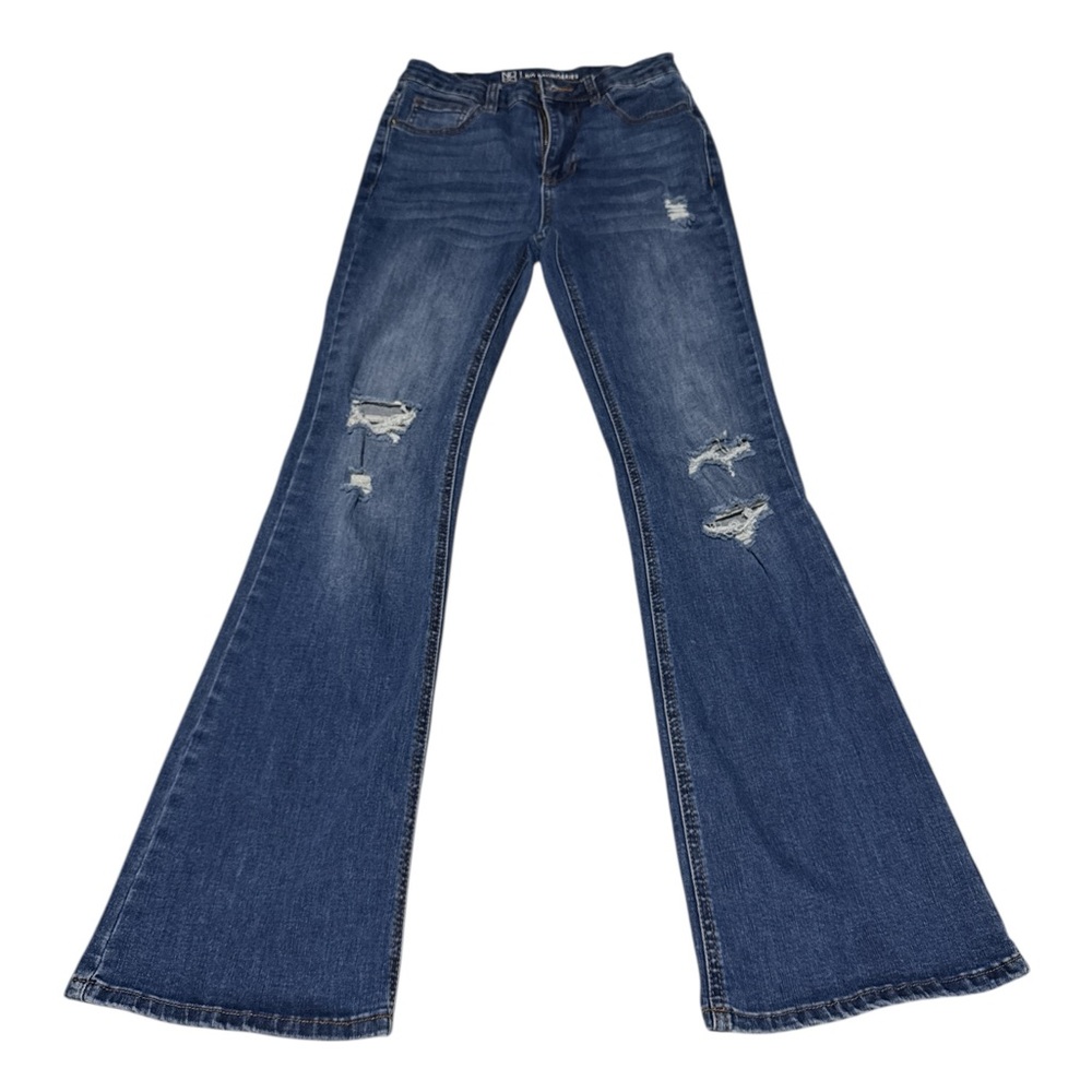 Women's Blue Distressed Flare Jeans